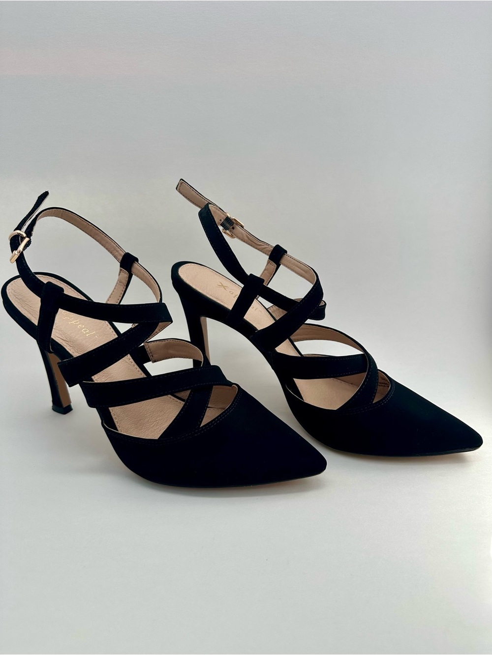 Xappeal Black Strappy Pointed-Toe 4 inches Heels
